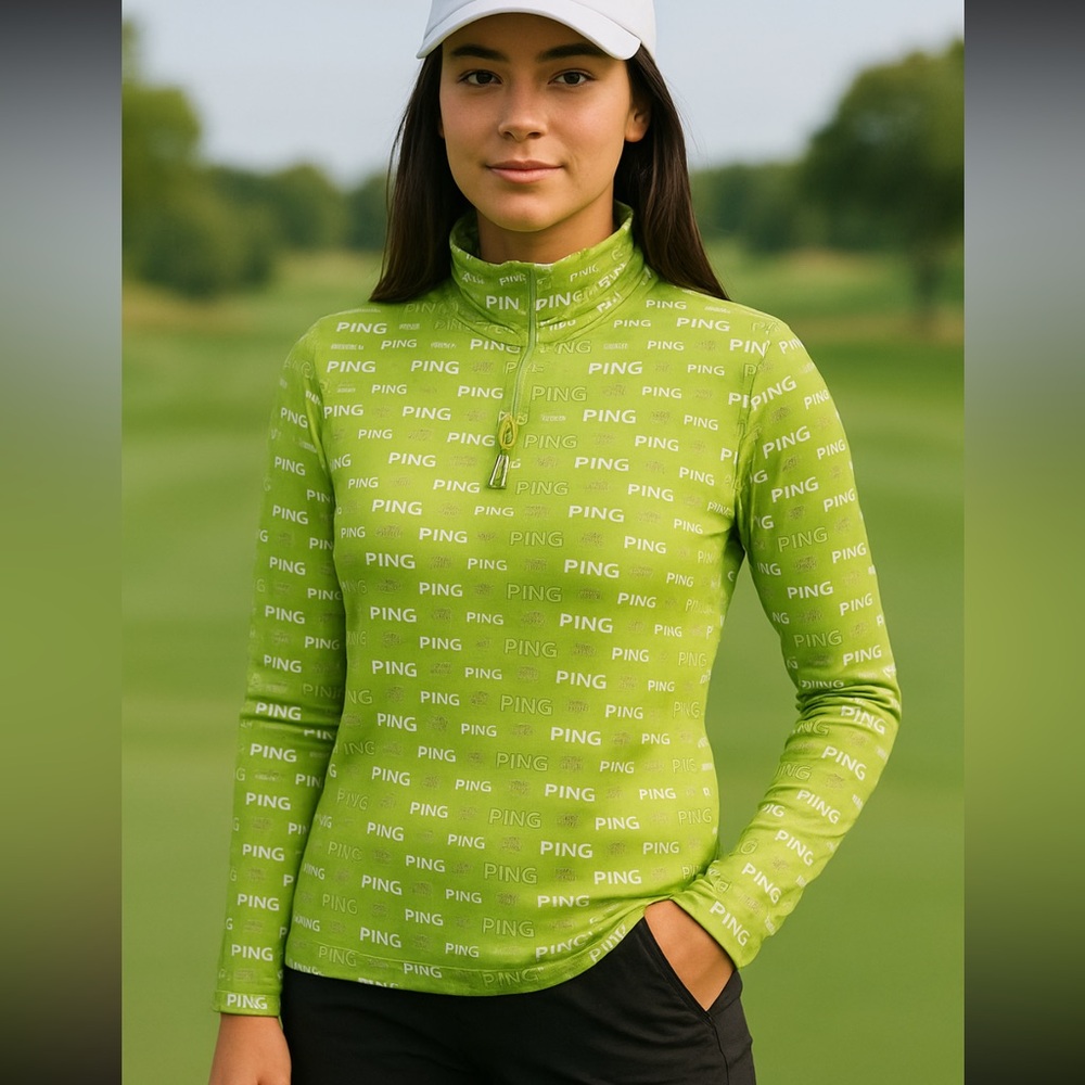 PING Women's Lime Green Logo Golf Sweatshirt  M